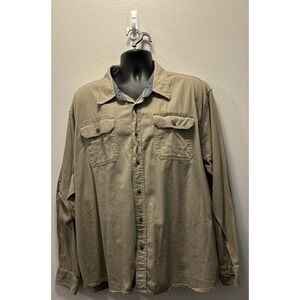 Men's‎ Wrangler Premium Quality Tan Comfort Flex Long Sleeve Shirt Size 3XL